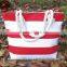 reusable canvas shopping bag stripe canvas beach tote bag wholesale                        
                                                Quality Choice