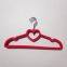 Cheap space-saving heart shape velvet hanger slim non-slip flocked hangers with 2 grooves
