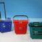 plastic shopping basket with wheels/convenient shopping basket