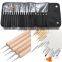 Hotselling nail art kit black case 20pcs wooden nail art dotting tool and brush
