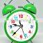 quartz analog table clock, metal belling clock, 3.5" metal twin bell alarm clock