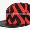 5panel 100% cotton striped leather brim snapback hats