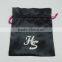 Small Black Drawstring Satin Coin Bag for kids
