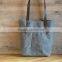 Custom high quality waxed canvas tote bag leather