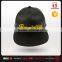 Black 6 panel PU leather yellow embroidery cap snapback with High quality                        
                                                Quality Choice