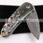 OEM Damascus Small abalone pure copper folding knife