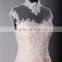 RSE703 High Neck Sexy Lace Floor Length Backless Blush Organza Cheap Pink Wedding Dresses