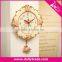 European Retro Resin Pastoral Quartz Clock Mute Style Wall Clock Muted Fashion Rose Flower Round Luxury Wall