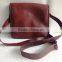 High quality handmade vintage double stone embossed pure goat leather sling bag