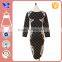 Classical Black Warm Fabric Elegant O Neck Wool Dress
