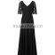 Ladies' fashion shoret sleeves cotton lace slim fit style max dress mexican dresses