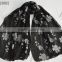 Fashion new arrival 100%viscose voile woman large stitching flower hot scarf