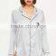 2017 MGOO Fashion Sexy Shorts Women Nightwear Grey Satin Embroidered Pajama Set Custom Logos Your Tag Pocket Sleepwear