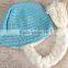 snowflake pattrrn blue cute fashion baby crochet hat