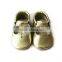 Gold hollow-out mary jane baby rubber sole moccasin shoes
