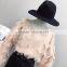 B22669A Sweet temperament feather tassel V-neek Lantern Sleeve Chiffon shirt