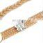 2015 New Design Women Metal Golden Diamond Decoration Skirt Waist Chain Woven Belt