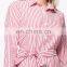 Custom Woman Clothing Tie Striped Shirt Wholesale