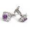 Mens Shirt Cufflinks Purple Crystal Wedding Cufflinks