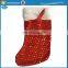 Velvet Xmas Stocking Shape Christmas Gift Bag with Golden Sequin Material