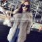 2016 New Fashion Wholesale Luxury Design Women's Winter Grey Fox Fur Coat