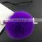 Handmade fox fur ball keychain with leather strap