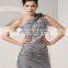 One-Shoulder Mini Evening Dress Beaded Ruched Zippper Sequins Mother Of The Bride Dress