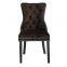 Dark Grey Velvet Dining Chair in Solid Wood with buttons,nailhead,knocker and tufted designs