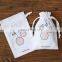 Custom drawstring wedding favor gift packaging reusable white cotton bag