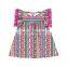 Latest Children Dress Designs Summer Dress Mexican Serape Cow Pom Pom Dress