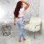 2020 High Waist Casual Blue Destroy Wide Leg Pants Denim Streetwear Ladies Jeans Jeans Pants For Women Baggy