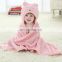 Eco Blue Cute Animal Kids Hooded Clothing Unisex Personalized Fleece Baby Blanket
