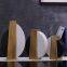 Half Moon Black White Gild Modern Simple Jingdezhen Ceramic Flat Vase For Home Study