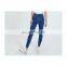 Wholesale women's denim blue jeans ankle length pants design with metal button for closure type jean mujer