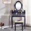 Vanity White golden black 4 drawers dressing table with mirror