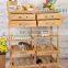 100% Bamboo Cheap Dinning Trolley Kitchen Cart with 4 Wheels and Drawers