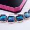 Bridal Wedding Jewelry Blue Square Shape Crystal Gold Chain Bracelet