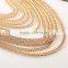 Europe And America High Quaity Gold Plated Long Section Of Multilayer Metal Necklace