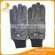 Men's warm knit cuff leather gloves with outside sewing