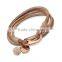 2016 Hot Selling Handmade Stainless Steel Clasp Lover Bangle with Crystal Ball Best Gifts Leather Bracelet for Girlfriend