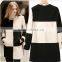 2015 European style women's contrast color grid woolen coat