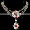 Fashion Jewelry Luxury Bright Exquisite Popular Baroque Style Crystal Alloy Flower Pendant Necklace in Stock