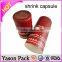 Yason pvc heat shrink capsule 40u pvc shrink wrap bottle labels for bottle caps pvc pull tab cap