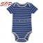 Cotton Blends Knitted Navy Blue Striped Short Sleeve Cute Simple Soft Baby Clothes Baby Boy Romper Pattern