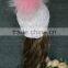 Latest Brand New Stripe Hat With Raccoon Fur Pompom Wool Hat Knitted Beanie Hat