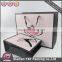 custom logo printed pink black paper gift bag satin ribbon handle