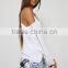 Fashion Chinese wholesale long sleeves off-shoulder white women blouses