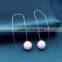 Sweet Korean Style Long Pendant Earring White Shell Pearl White Gold Filled Earring For Ladies