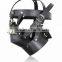 Fetish Zipper Leather Gimp Head Harness Muzzle Bondage Full Hood Mask Halloween