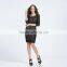 V-997 black lace boat neckline slim tight sexy open back 3/4 sleeves casual dresses 2016